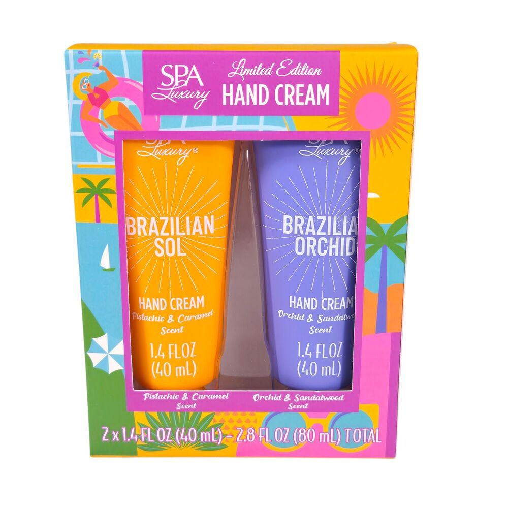 2pc Spa Luxury Brazilian Hand Cream Duo Brazilian Sol & Orchid 2 x 1.4 fl oz NIB